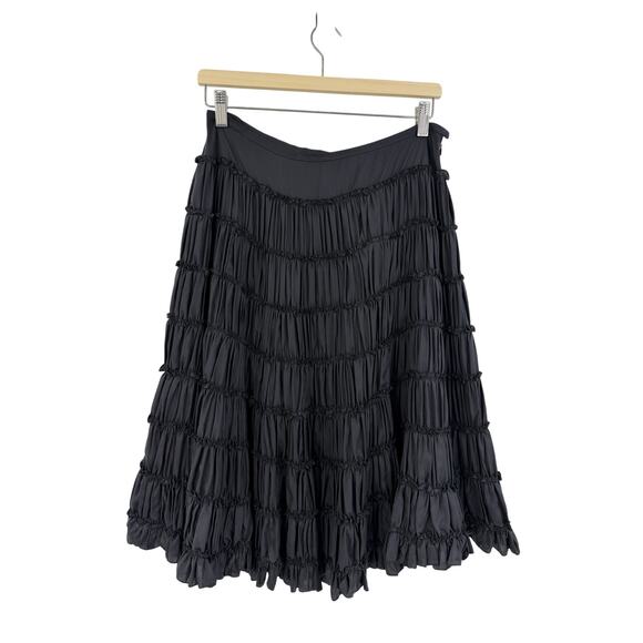 WD.NY Dresses & Skirts - WD-NY Womens 100% Silk A-line Knee Length Skirt Sz 6 Black Ruffle Witchy Goth